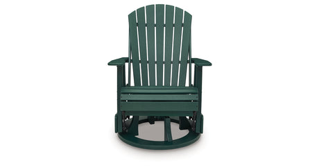 Shell Beach Green Outdoor Swivel Glider Chair from Ashley Furniture - Luna Furniture
