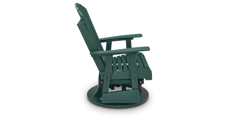Shell Beach Green Outdoor Swivel Glider Chair from Ashley Furniture - Luna Furniture