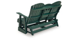 Shell Beach Green Outdoor Loveseat Glider from Ashley Furniture - Luna Furniture