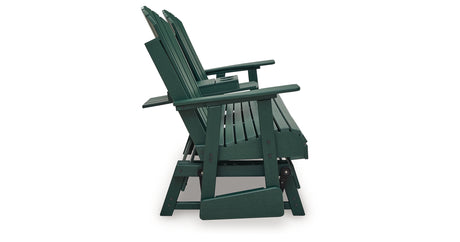 Shell Beach Green Outdoor Loveseat Glider from Ashley Furniture - Luna Furniture