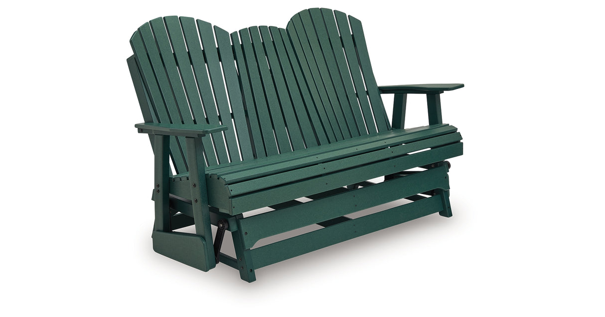 Shell Beach Green Outdoor Loveseat Glider from Ashley Furniture - Luna Furniture