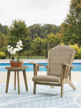 Marina Sun Outdoor Adirondack Chair and End Table in Beige from Ashley Furniture - Luna Furniture