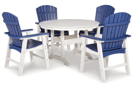 Crescent Luxe White Outdoor Dining Table with 4 Chairs