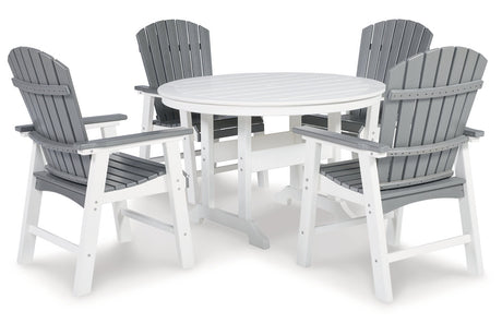 Crescent Luxe White Outdoor Dining Table with 4 Chairs