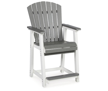 Transville Outdoor Counter Height Dining Table and 4 Barstools in Gray/White from Ashley - Luna Furniture