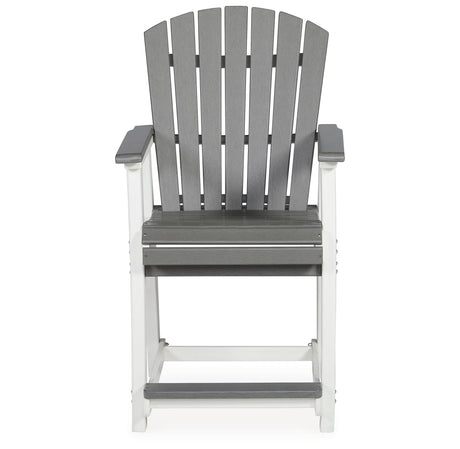 Transville Gray/White Outdoor Counter Height Barstool from Ashley Furniture - Luna Furniture