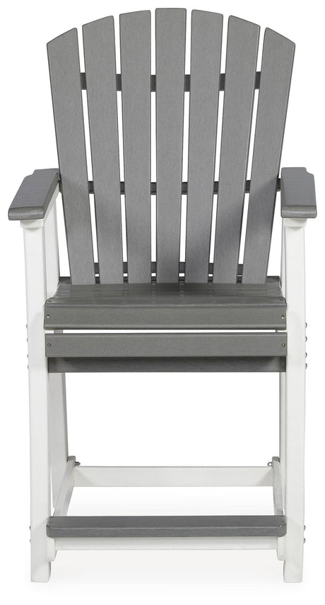 Transville Gray/White Outdoor Counter Height Barstool from Ashley Furniture - Luna Furniture