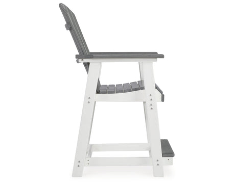Transville Gray/White Outdoor Counter Height Barstool from Ashley Furniture - Luna Furniture