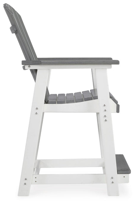 Transville Gray/White Outdoor Counter Height Barstool from Ashley Furniture - Luna Furniture