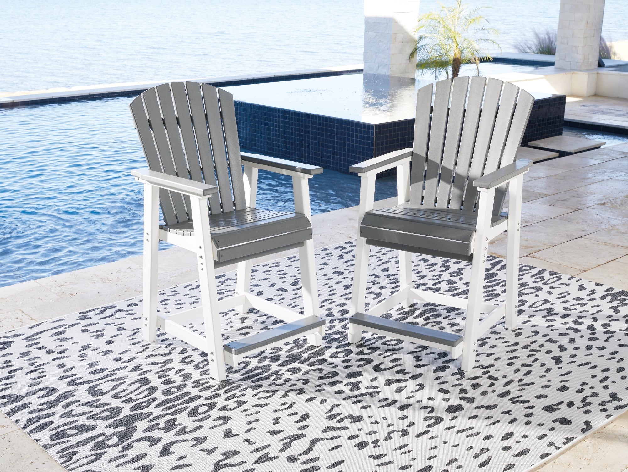 Ashley Transville Gray/White Outdoor Counter Height Barstool
