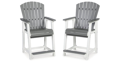 Transville Gray/White Outdoor Counter Height Barstool from Ashley Furniture - Luna Furniture