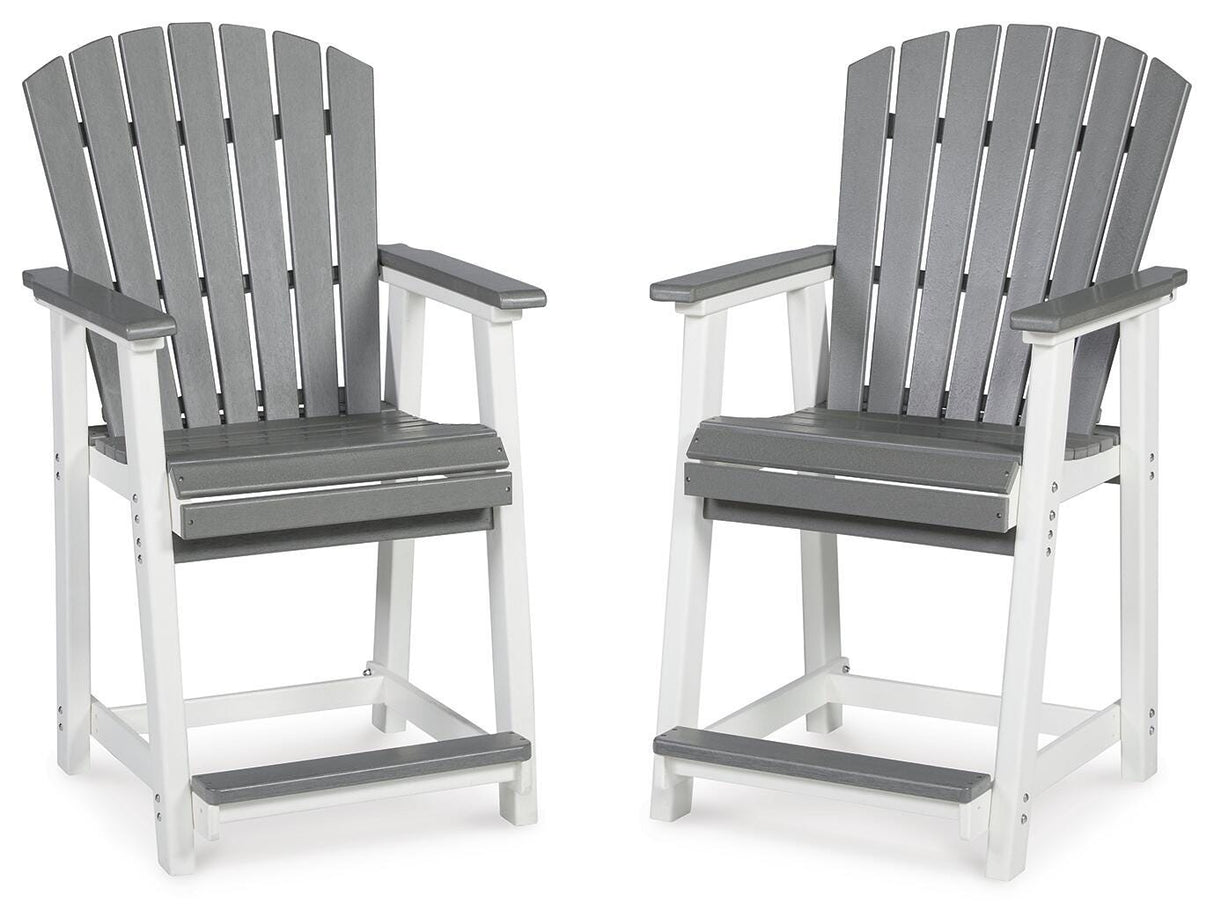 Transville Gray/White Outdoor Counter Height Barstool from Ashley Furniture - Luna Furniture