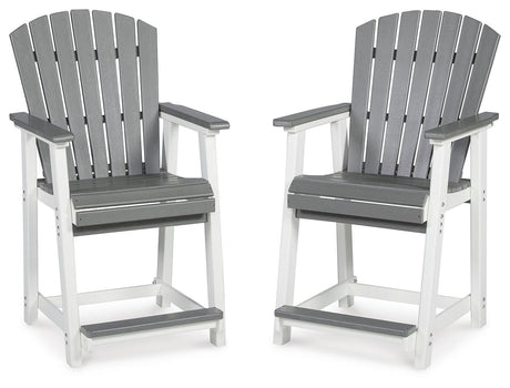 Transville Gray/White Outdoor Counter Height Barstool from Ashley Furniture - Luna Furniture
