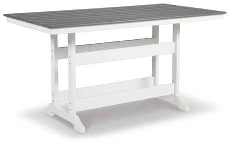 Transville Gray/White Outdoor Counter Height Dining Table with 4 Barstools from Ashley - Luna Furniture