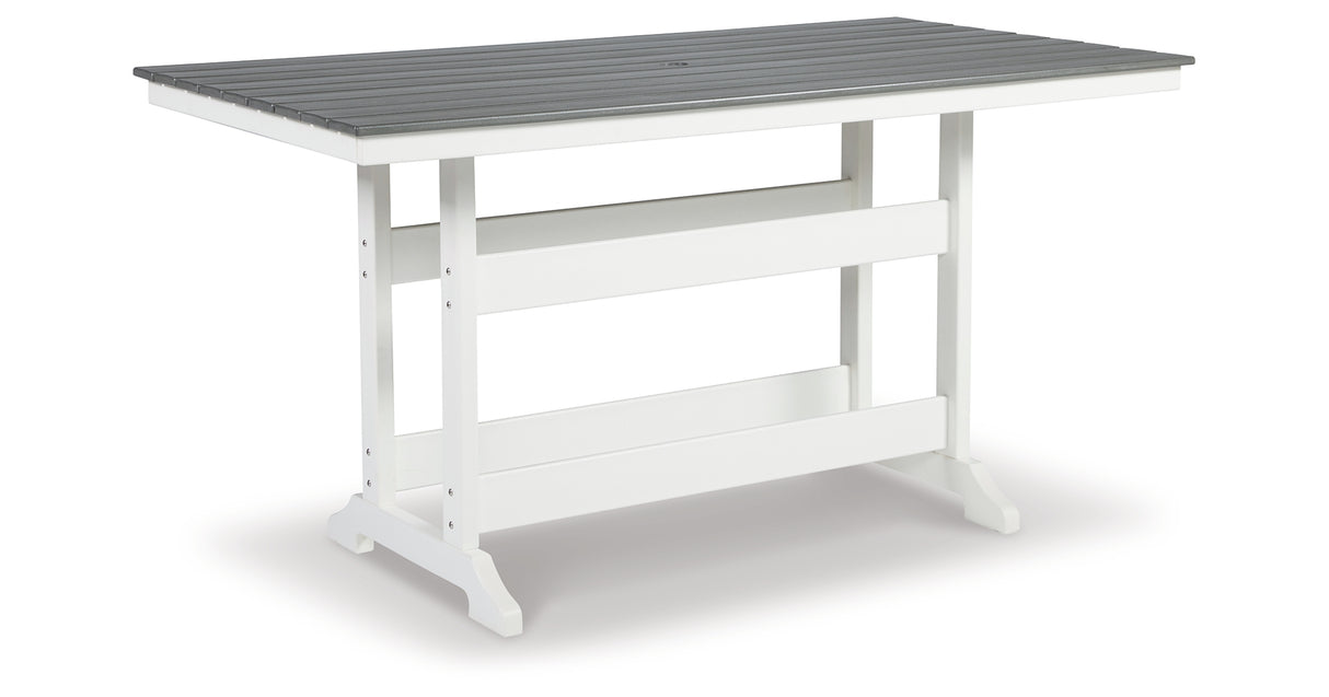 Transville Outdoor Counter Height Dining Table and 4 Barstools in Gray/White from Ashley - Luna Furniture