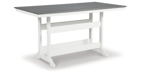 Transville Outdoor Counter Height Dining Table and 4 Barstools in Gray/White from Ashley - Luna Furniture