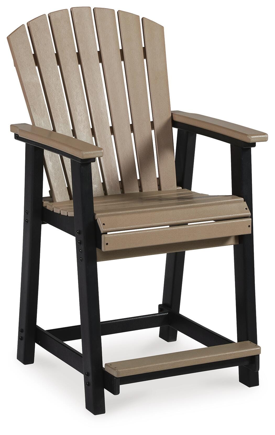 Fairen Trail Black/Driftwood Outdoor Counter Height Barstool from Ashley Furniture - Luna Furniture