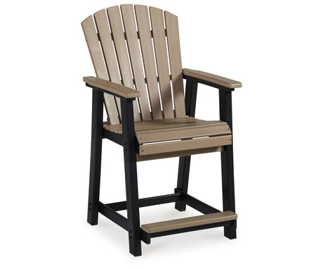 Fairen Trail Black/Driftwood Outdoor Counter Height Barstool from Ashley Furniture - Luna Furniture