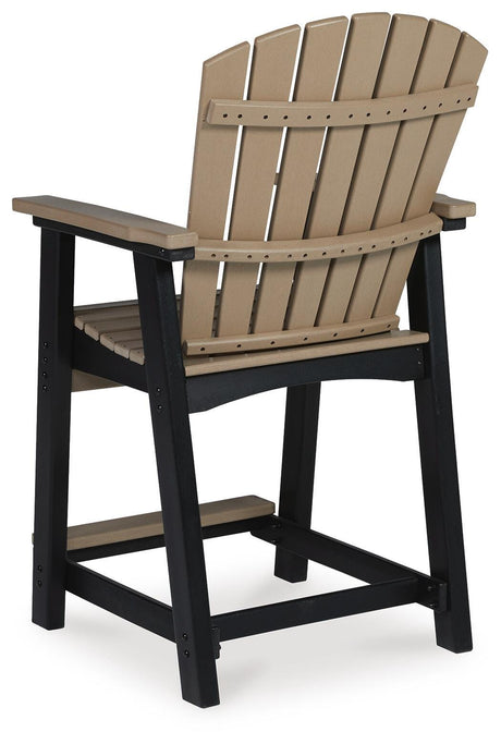 Fairen Trail Black/Driftwood Outdoor Counter Height Barstool from Ashley Furniture - Luna Furniture