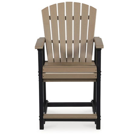 Fairen Trail Black/Driftwood Outdoor Counter Height Barstool from Ashley Furniture - Luna Furniture
