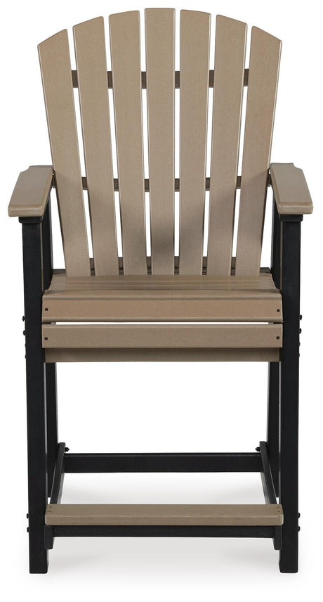 Fairen Trail Black/Driftwood Outdoor Counter Height Barstool from Ashley Furniture - Luna Furniture