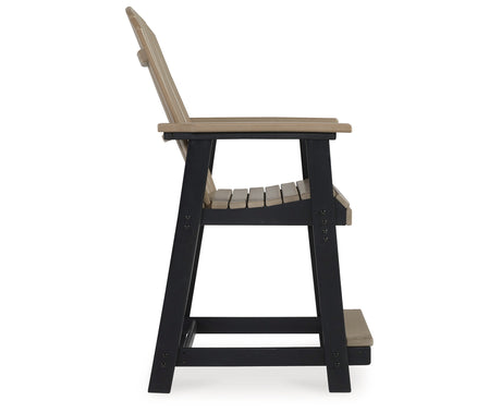 Fairen Trail Black/Driftwood Outdoor Counter Height Barstool from Ashley Furniture - Luna Furniture