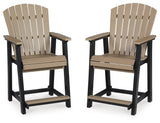 Fairen Trail Black/Driftwood Outdoor Counter Height Barstool from Ashley Furniture - Luna Furniture