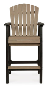 Fairen Trail Black/Driftwood Outdoor Counter Height Dining Table with 2 Barstools from Ashley Furniture - Luna Furniture