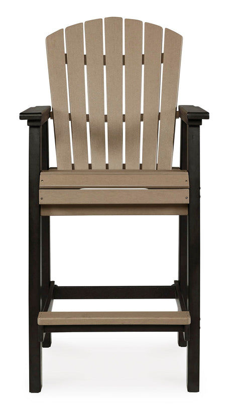 Fairen Trail Black/Driftwood Outdoor Counter Height Dining Table with 2 Barstools from Ashley Furniture - Luna Furniture