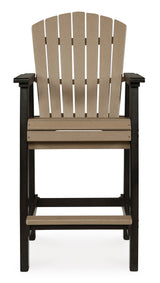 Fairen Trail Black/Driftwood Outdoor Counter Height Dining Table with 2 Barstools from Ashley Furniture - Luna Furniture