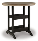 Fairen Trail Black/Driftwood Outdoor Counter Height Dining Table with 2 Barstools from Ashley Furniture - Luna Furniture