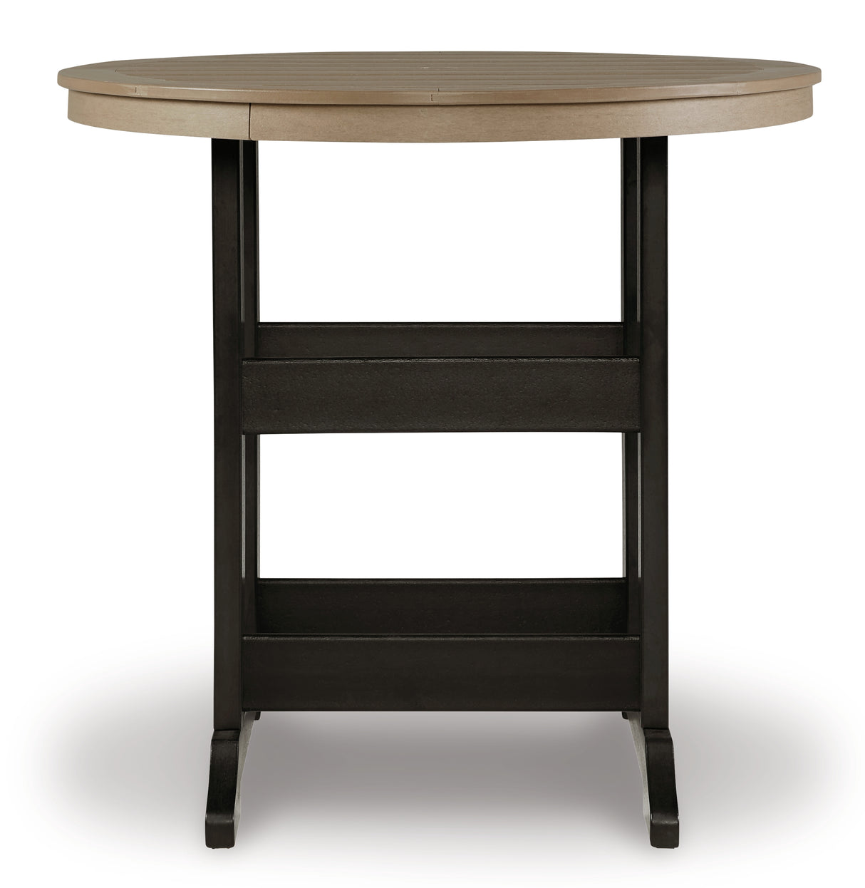 Fairen Trail Black/Driftwood Outdoor Counter Height Dining Table with 2 Barstools from Ashley Furniture - Luna Furniture