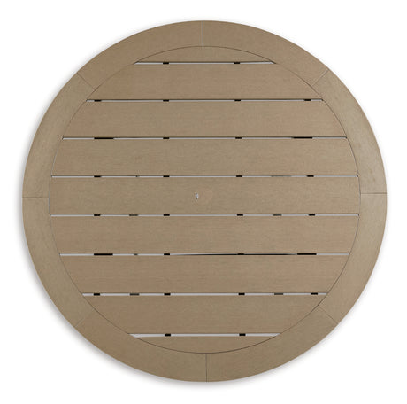 Fairen Trail Black/Driftwood Outdoor Counter Height Dining Table with 2 Barstools from Ashley - Luna Furniture