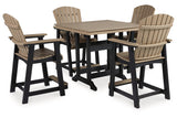 Fairen Trail Black/Driftwood Outdoor Counter Height Dining Table with 4 Barstools from Ashley - Luna Furniture
