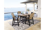 Fairen Trail Black/Driftwood Outdoor Counter Height Dining Table with 4 Barstools from Ashley - Luna Furniture