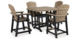 Fairen Trail Outdoor Counter Height Dining Table and 4 Barstools in Black/Driftwood from Ashley Furniture - Luna Furniture
