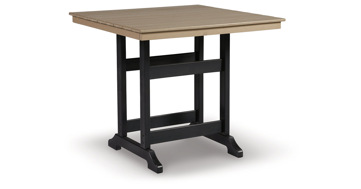 Fairen Trail Outdoor Counter Height Dining Table and 2 Barstools in Black/Driftwood from Ashley Furniture - Luna Furniture