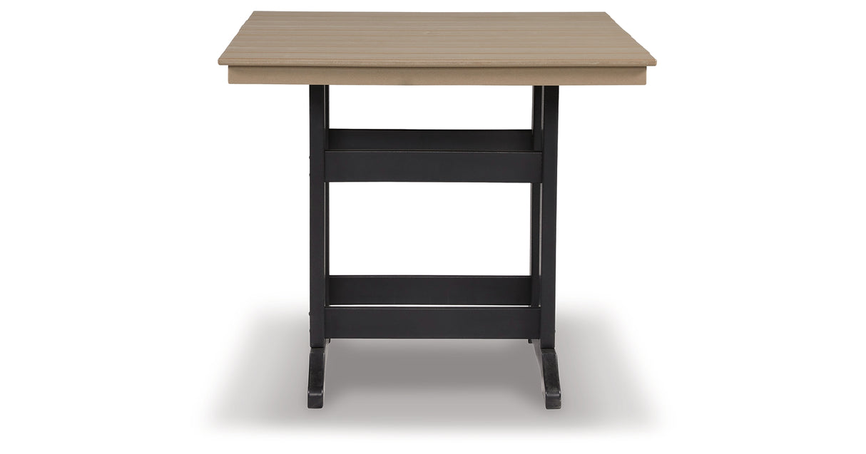 Fairen Trail Black/Driftwood Outdoor Counter Height Dining Table from Ashley Furniture - Luna Furniture