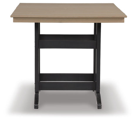 Fairen Trail Black/Driftwood Outdoor Counter Height Dining Table from Ashley Furniture - Luna Furniture