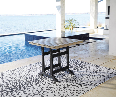 Fairen Trail Black/Driftwood Outdoor Counter Height Dining Table from Ashley Furniture - Luna Furniture