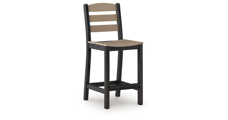 Shoreline Beach Black/Beige Outdoor Counter Table and 2 Barstools from Ashley Furniture - Luna Furniture