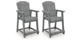 Sanctuary Beach Dark Gray Outdoor Counter Height Bar Stool (Set of 2) from Ashley Furniture - Luna Furniture