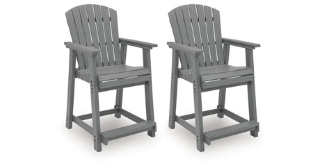 Sanctuary Beach Dark Gray Outdoor Counter Height Bar Stool (Set of 2) from Ashley Furniture - Luna Furniture
