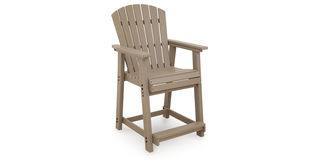 Seacliff Beach Medium Brown Outdoor Counter Height Bar Stool (Set of 2) from Ashley Furniture - Luna Furniture