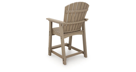 Seacliff Beach Medium Brown Outdoor Counter Height Bar Stool (Set of 2) from Ashley Furniture - Luna Furniture