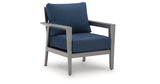 Gali Gray/Blue Outdoor Sofa/Chairs/Table Set (Set of 4) from Ashley Furniture - Luna Furniture