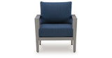 Gali Gray/Blue Outdoor Sofa/Chairs/Table Set (Set of 4) from Ashley Furniture - Luna Furniture