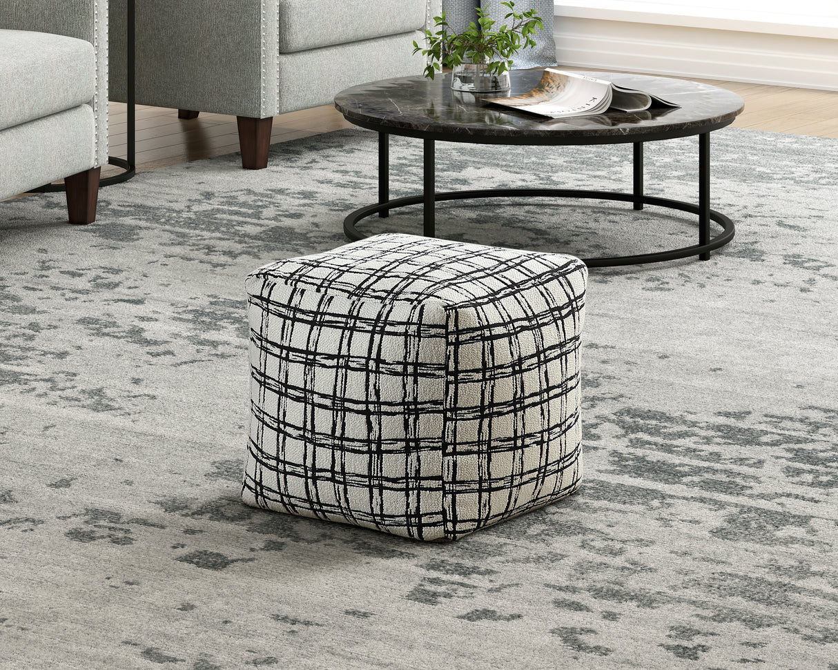 Easley Black/White Stripe Jacquard Pouf from Homelegance - Luna Furniture