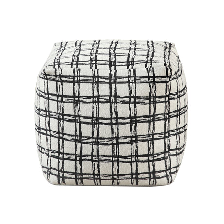 Easley Black/White Stripe Jacquard Pouf from Homelegance - Luna Furniture