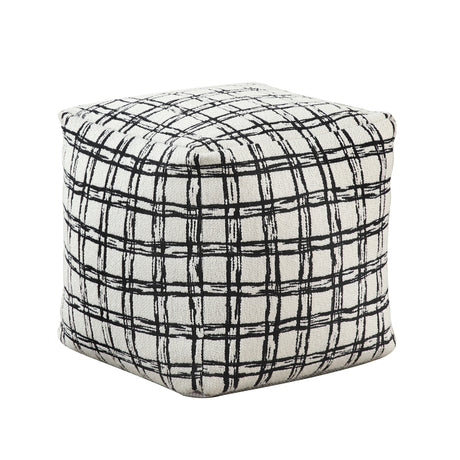 Easley Black/White Stripe Jacquard Pouf from Homelegance - Luna Furniture